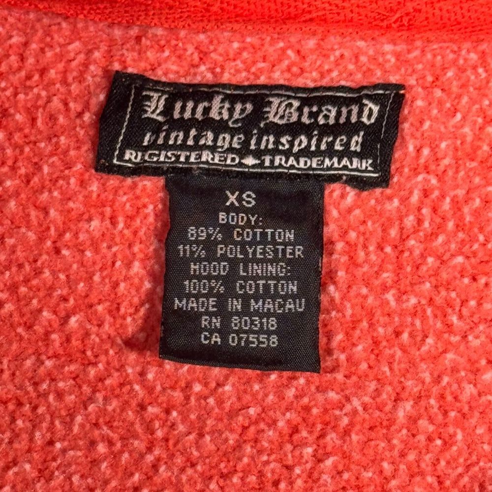 Lucky Brand Vintage Inspired Hoodie Sweatshirt Women XS Orange Fleece Distressed - Picture 8 of 12